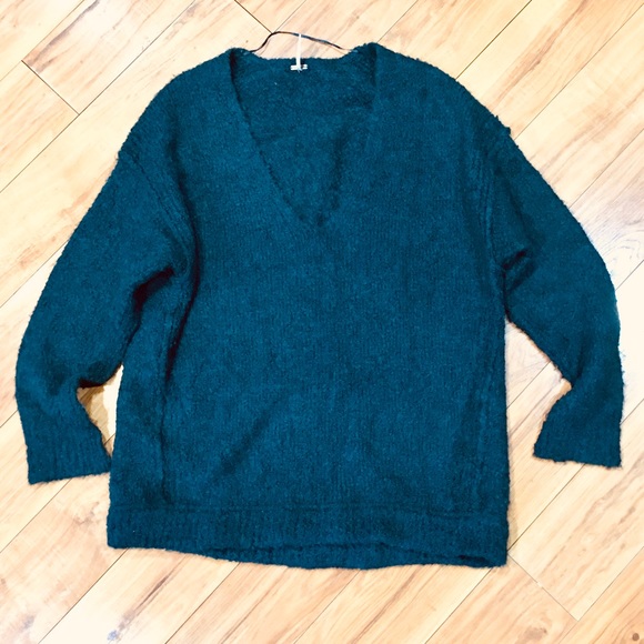 FP Free People hunter green cozy knit baggy style sweater Large winter - Picture 3 of 6